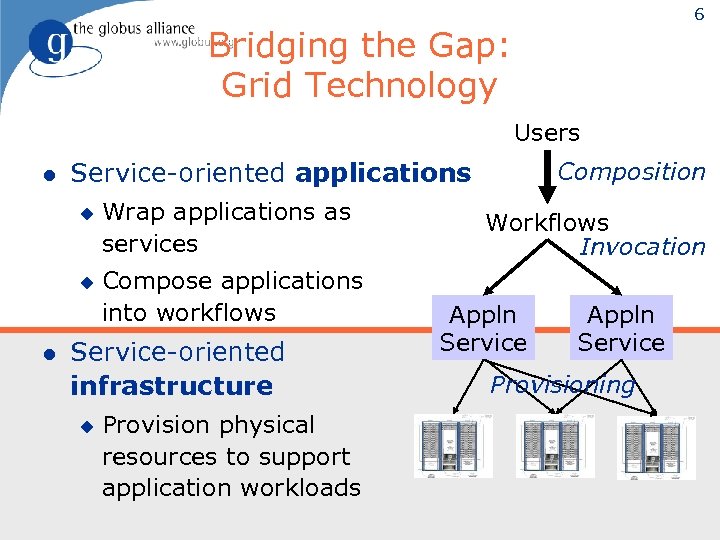 6 Bridging the Gap: Grid Technology Users l u u l Composition Service-oriented applications