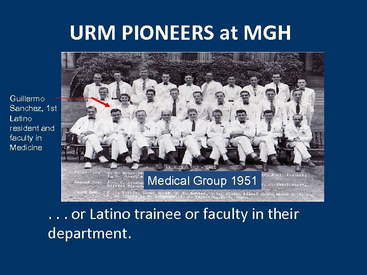 URM PIONEERS at MGH Guillermo Sanchez, 1 st Latino resident and faculty in Medicine