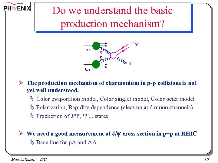 Do we understand the basic production mechanism? Ø The production mechanism of charmonium in