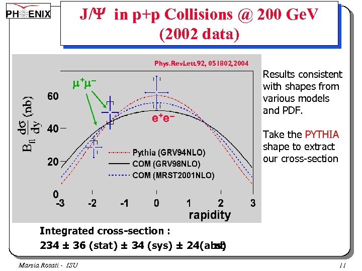 J/Y in p+p Collisions @ 200 Ge. V (2002 data) Phys. Rev. ett. 92,