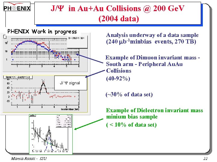 J/Y in Au+Au Collisions @ 200 Ge. V (2004 data) PHENIX Work in progress
