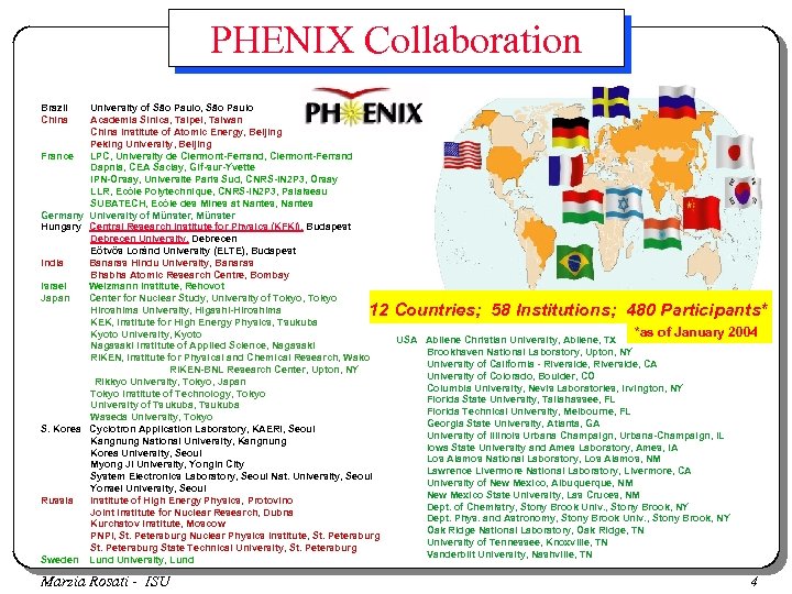 PHENIX Collaboration Brazil China University of São Paulo, São Paulo Academia Sinica, Taipei, Taiwan