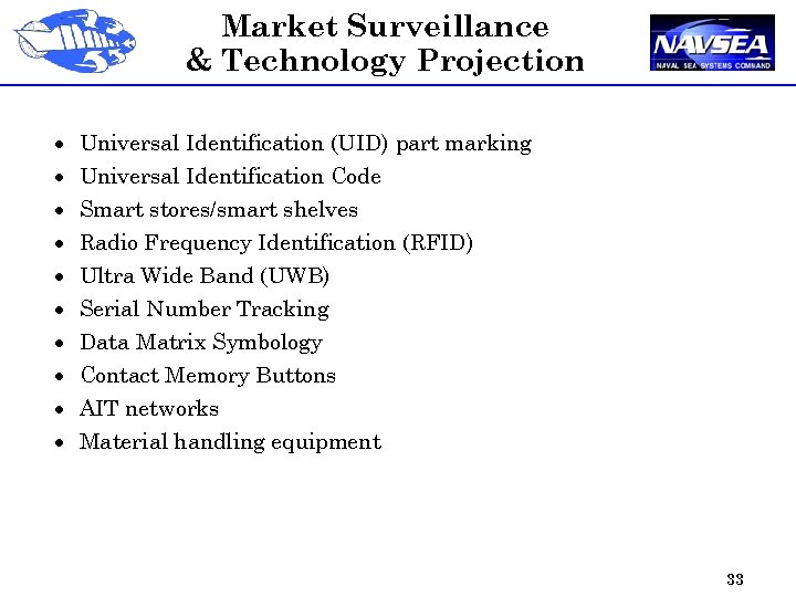 Market Surveillance & Technology Projection · · · · · Universal Identification (UID) part
