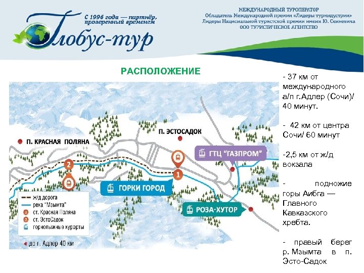 Карта красной поляны с подъемниками и достопримечательности