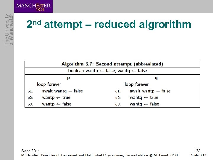 2 nd attempt – reduced algrorithm Sept 2011 27 