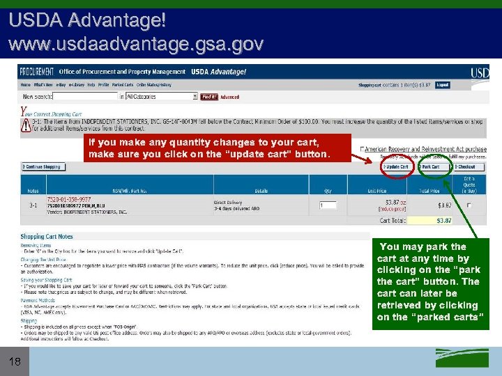 USDA Advantage! www. usdaadvantage. gsa. gov If you make any quantity changes to your