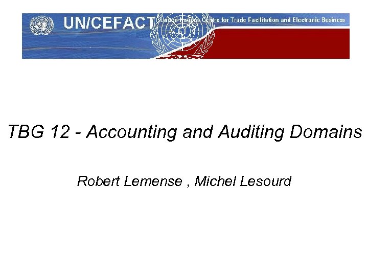 TBG 12 - Accounting and Auditing Domains Robert Lemense , Michel Lesourd 
