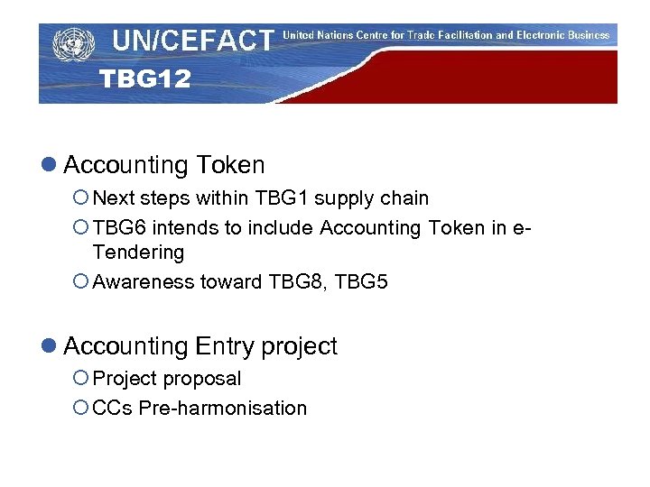 TBG 12 l Accounting Token ¡ Next steps within TBG 1 supply chain ¡