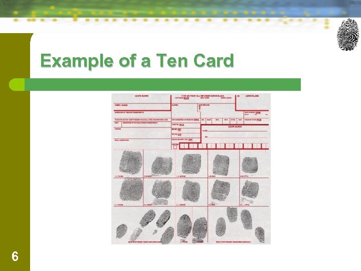 Example of a Ten Card 6 
