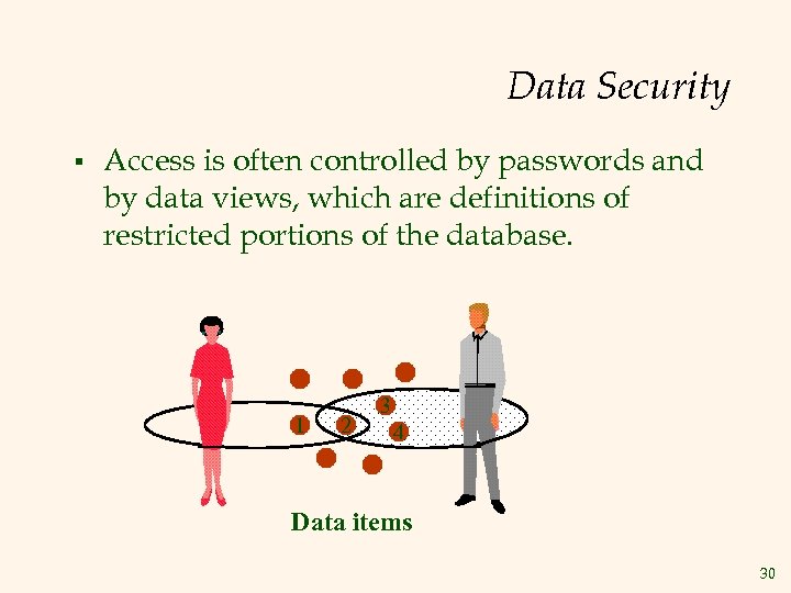Data Security § Access is often controlled by passwords and by data views, which