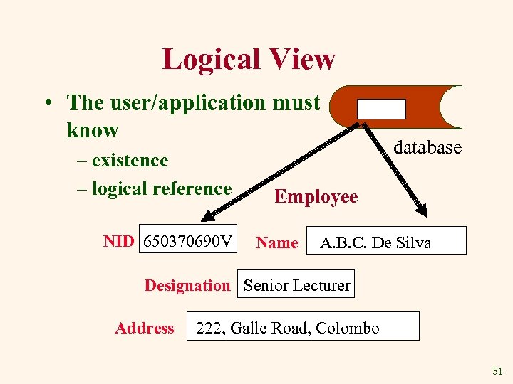Logical View • The user/application must know – existence – logical reference NID 650370690