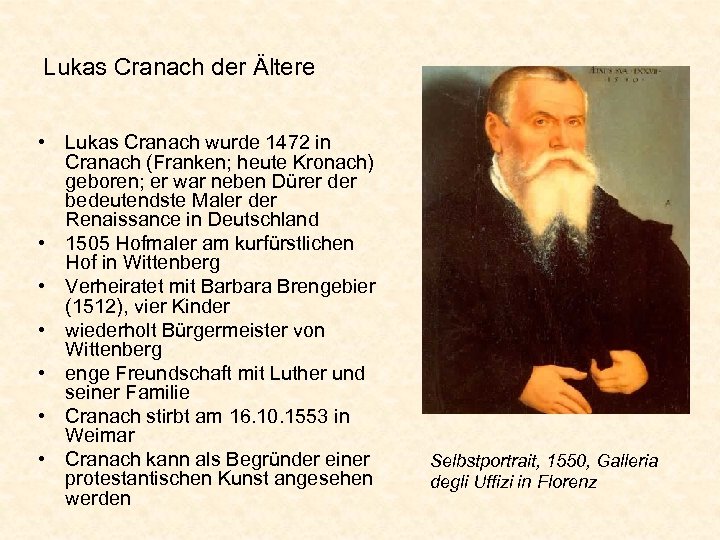 Lukas Cranach der Ältere • Lukas Cranach wurde 1472 in Cranach (Franken; heute Kronach)