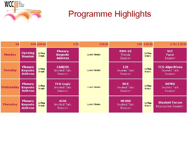 Programme Highlights 