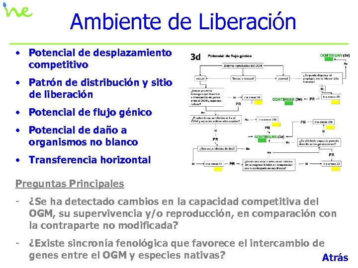 Ambiente de Liberación • Potencial de desplazamiento competitivo • Patrón de distribución y sitio