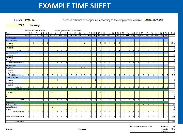 EXAMPLE TIME SHEET 