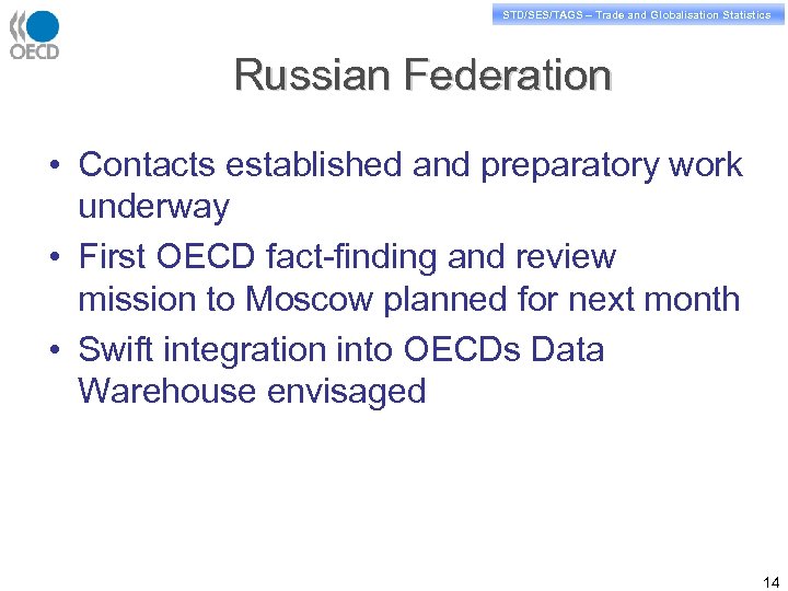 STD/PASS/TAGS – Trade and Globalisation Statistics STD/SES/TAGS – Trade and Globalisation Statistics Russian Federation