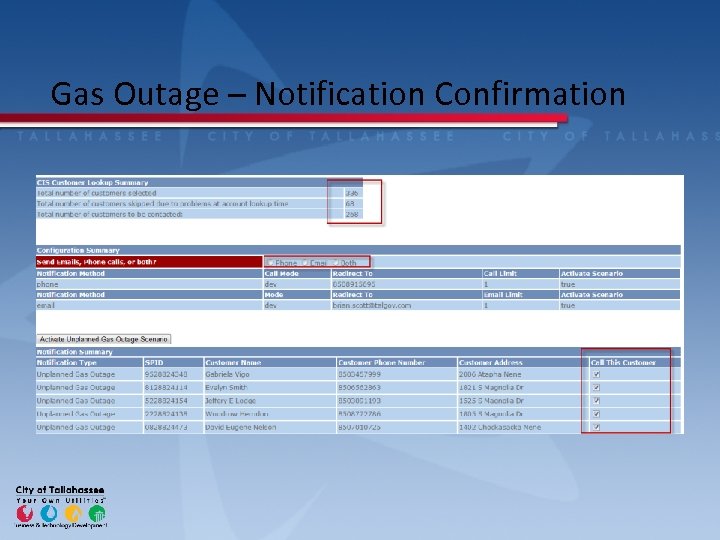 Gas Outage – Notification Confirmation 