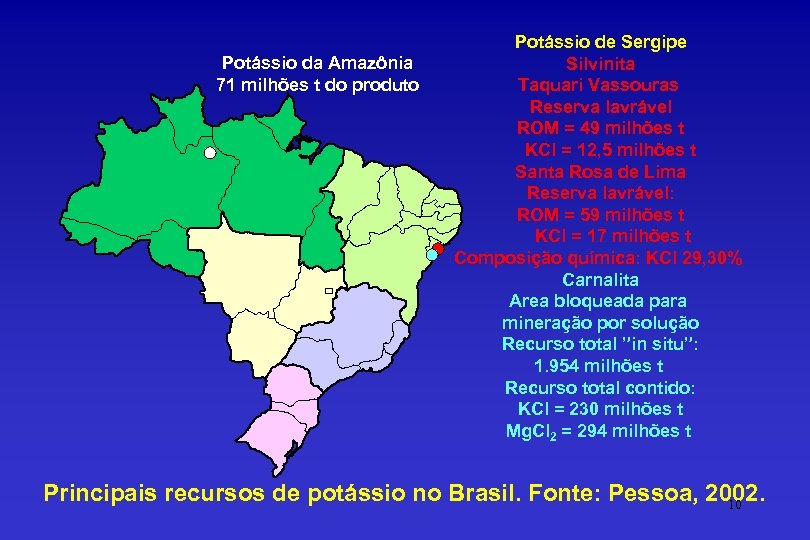 Potássio da Amazônia 71 milhões t do produto Potássio de Sergipe Silvinita Taquari Vassouras