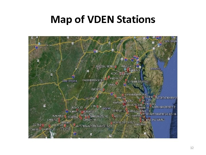 Map of VDEN Stations 12 