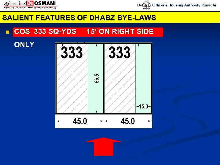 Defence Officer’s Housing Authority, Karachi SALIENT FEATURES OF DHABZ BYE-LAWS n COS 333 SQ-YDS