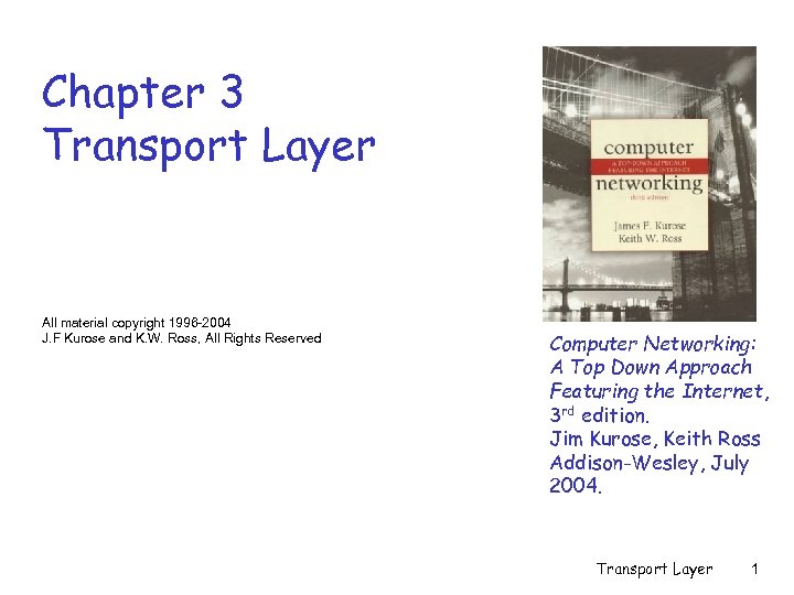 Chapter 3 Transport Layer All material copyright 1996 -2004 J. F Kurose and K.