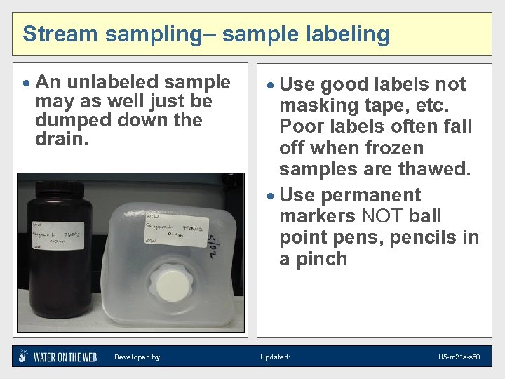 Stream sampling– sample labeling · An unlabeled sample may as well just be dumped
