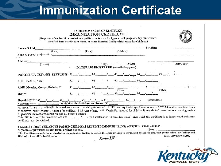 Immunization Certificate 