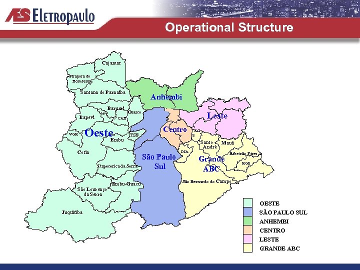 Operational Structure Cajamar Pirapora do Bom Jesus Santana do Parnaiba Barueri Itapevi VGR JAN