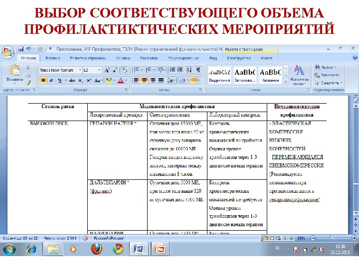 ВЫБОР СООТВЕТСТВУЮЩЕГО ОБЪЕМА ПРОФИЛАКТИКТИЧЕСКИХ МЕРОПРИЯТИЙ 