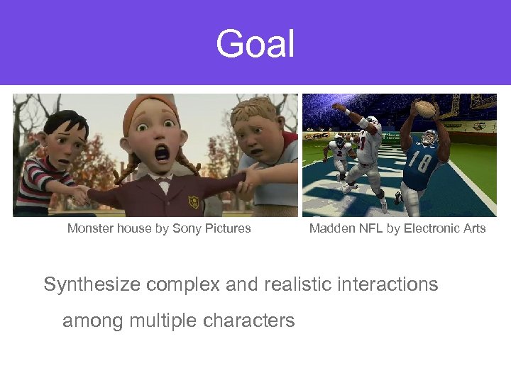 Goal Monster house by Sony Pictures Madden NFL by Electronic Arts Synthesize complex and