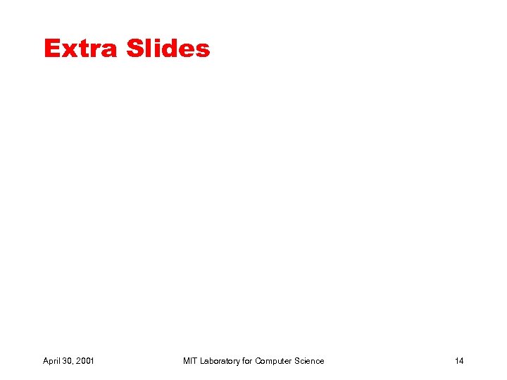 Extra Slides April 30, 2001 MIT Laboratory for Computer Science 14 