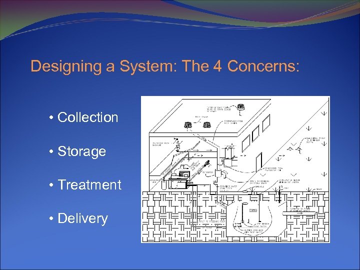 Designing a System: The 4 Concerns: • Collection • Storage • Treatment • Delivery