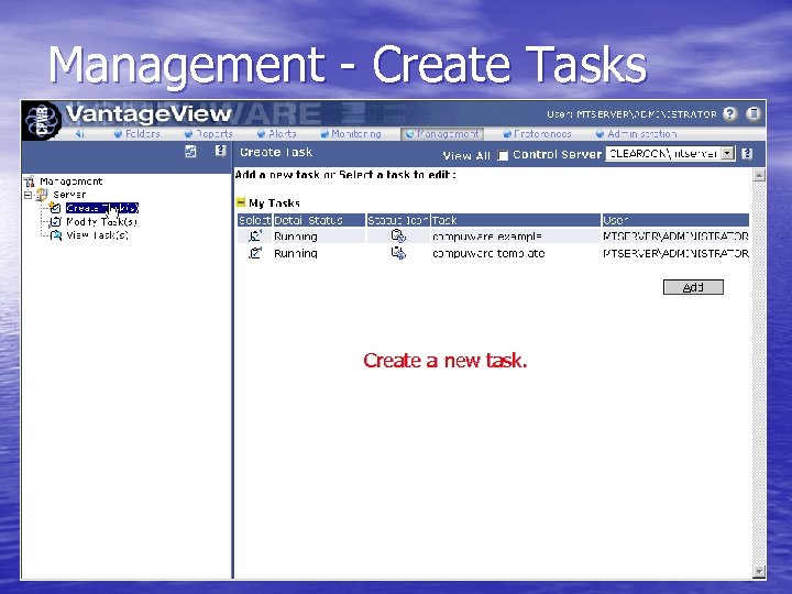 Management - Create Tasks Create a new task. 