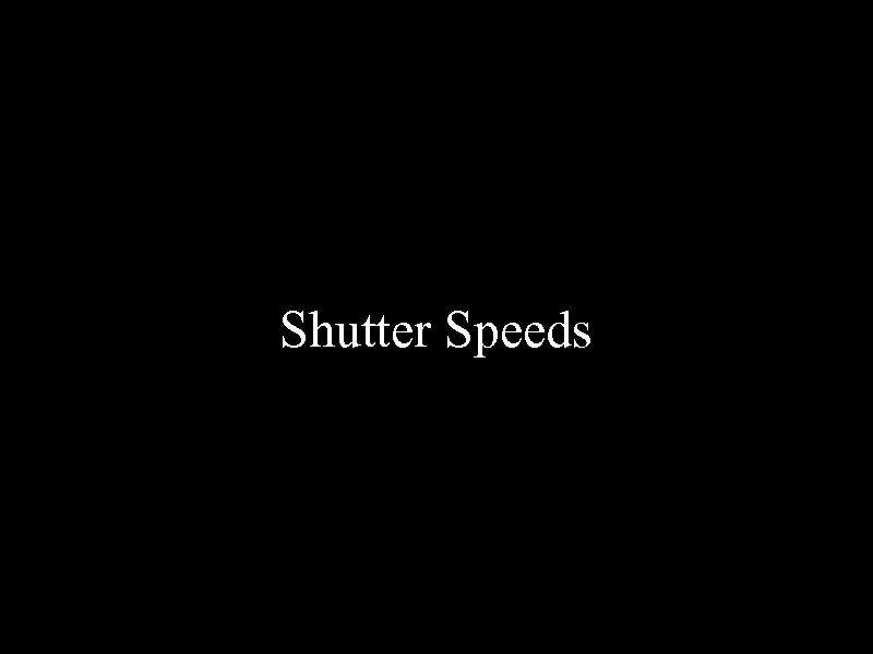 Shutter Speeds 
