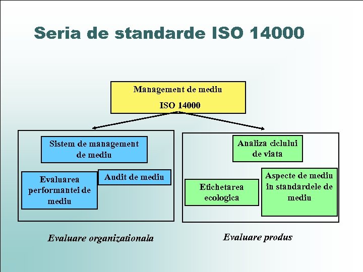 Seria de standarde ISO 14000 Management de mediu ISO 14000 Sistem de management de