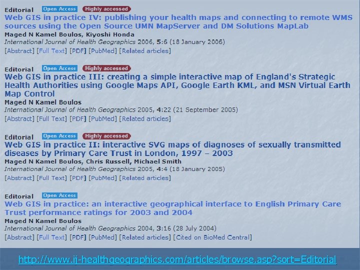 http: //www. ij-healthgeographics. com/articles/browse. asp? sort=Editorial 