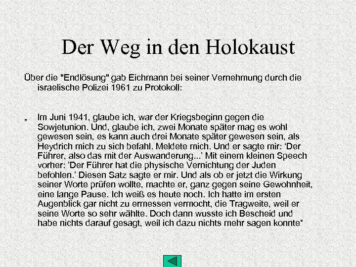 Der Weg in den Holokaust Über die 