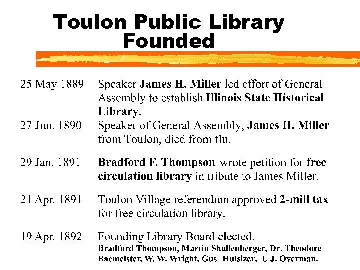 Toulon Public Library Founded 