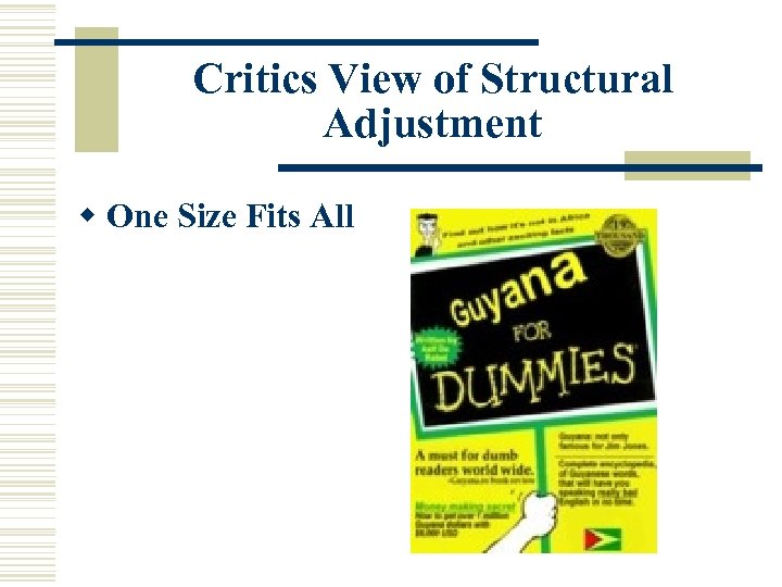 Critics View of Structural Adjustment w One Size Fits All 