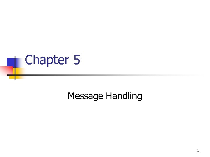 Chapter 5 Message Handling 1 