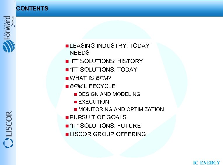 CONTENTS n LEASING INDUSTRY: TODAY NEEDS n “IT” SOLUTIONS: HISTORY n “IT” SOLUTIONS: TODAY