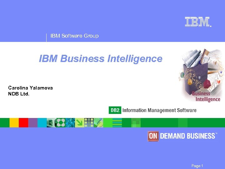 ® IBM Software Group IBM Business Intelligence Carolina Yalamova NDB Ltd. Page 1 