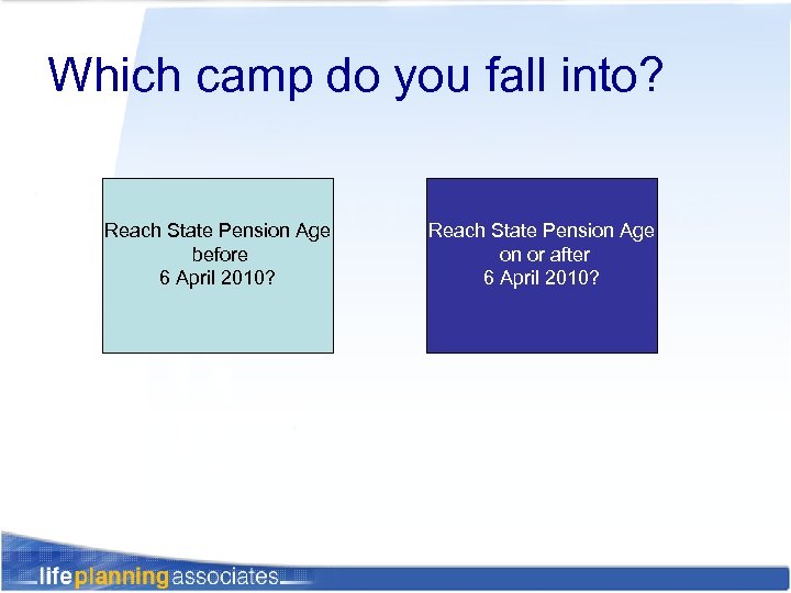 Which camp do you fall into? Reach State Pension Age before 6 April 2010?