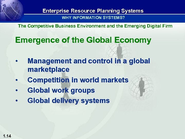 Enterprise Resource Planning Systems WHY INFORMATION SYSTEMS? The Competitive Business Environment and the Emerging