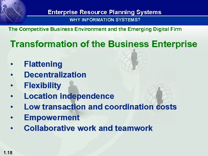 Enterprise Resource Planning Systems WHY INFORMATION SYSTEMS? The Competitive Business Environment and the Emerging