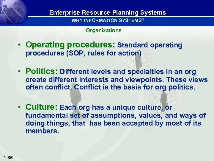 Enterprise Resource Planning Systems WHY INFORMATION SYSTEMS? Organizations • Operating procedures: Standard operating procedures