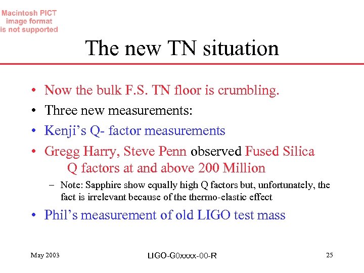 The new TN situation • • Now the bulk F. S. TN floor is