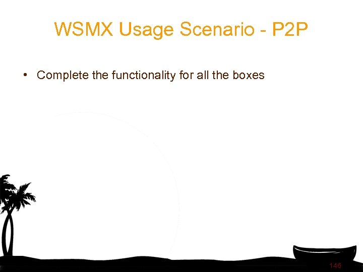 WSMX Usage Scenario - P 2 P • Complete the functionality for all the