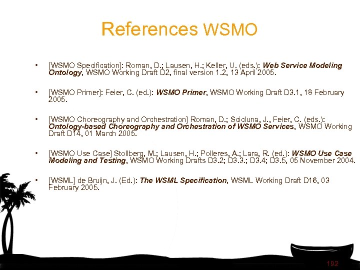 References WSMO • [WSMO Specification]: Roman, D. ; Lausen, H. ; Keller, U. (eds.