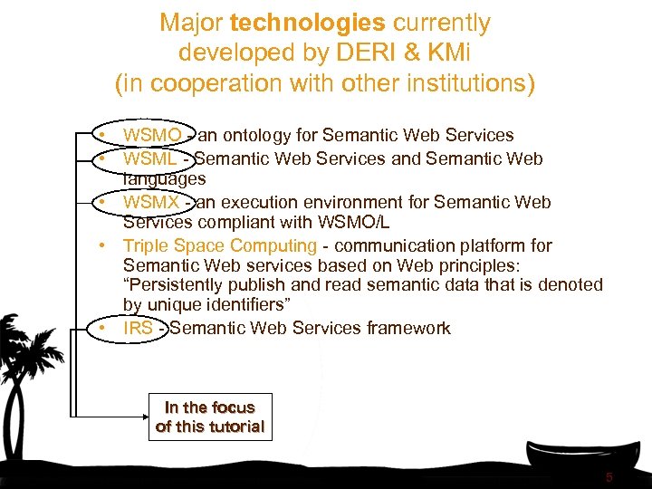 Major technologies currently developed by DERI & KMi (in cooperation with other institutions) •